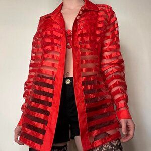 Vintage Sheer Striped Blouse